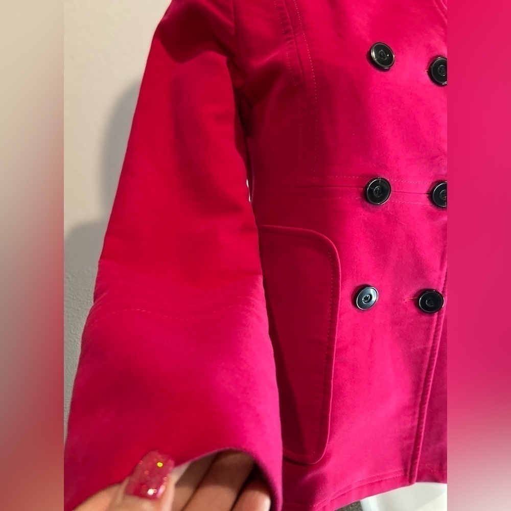 MNG Suit~Hot Pink Brushed Cotton Peacoat~Fully Lined~Front Slant Pockets~Size S - Picture 11 of 15